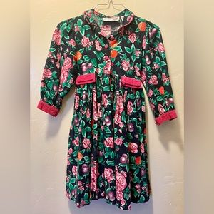 The Eagle’s Eye Vint. Children’s Dress Floral & Fruit Design Size L 100% Cotton